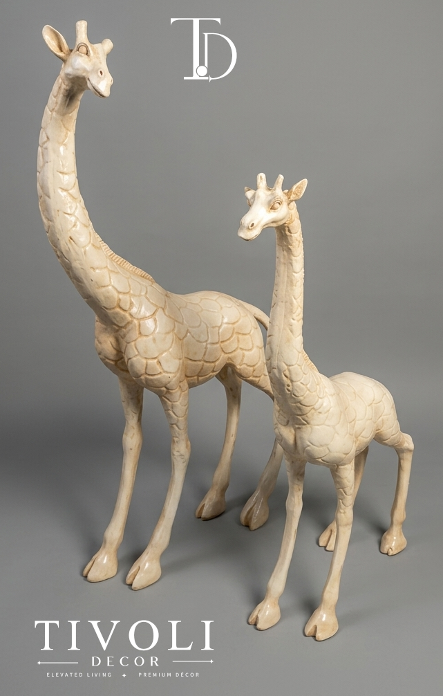 Tivoli Decor Ivory Giraffe Family Statues set (Pair) | Luxury Home Decor Pakistan