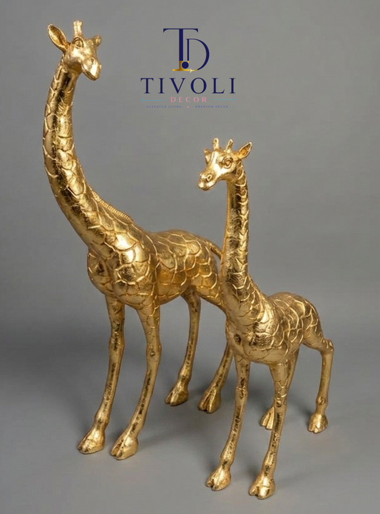 Tivoli Decor Golden Giraffe Statue Pair | Premium Home Decor Pakistan