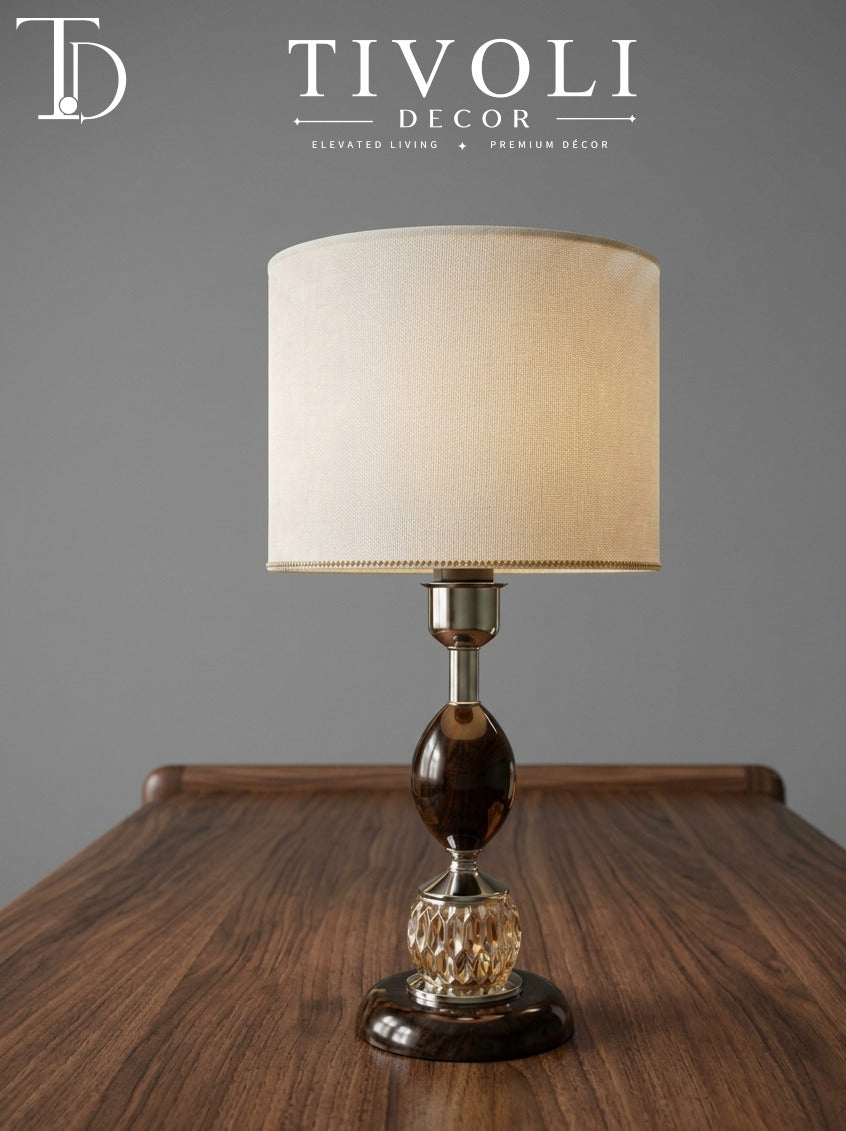 Mid-Century Modern Stacked Glass Lamp – Premium Crystal Accent Light with Dynamic Shade