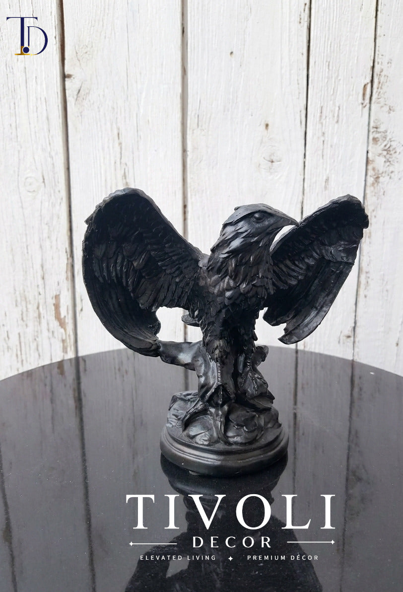 Modern Black Eagle with Spread Wings Sculpture – Luxury Home Decor