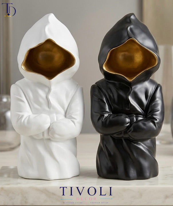 Modern Minimalist Hooded Faceless Sculpture – Available in Black (Only)