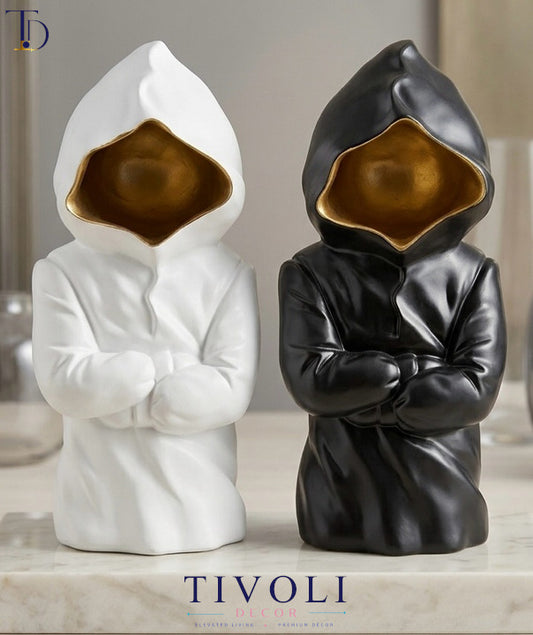 Modern Minimalist Hooded Faceless Sculpture – Available in Black (Only)
