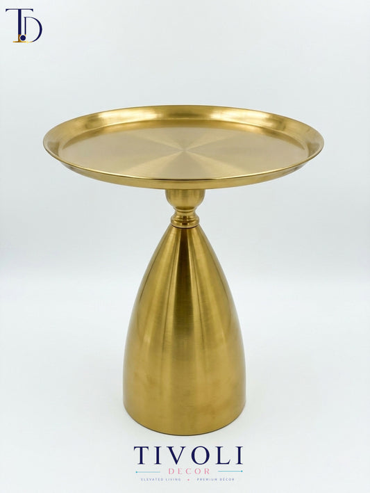 Modern Round Gold Stand with Pedestal Base – Luxury Brass Decorative Serving Platter Accent