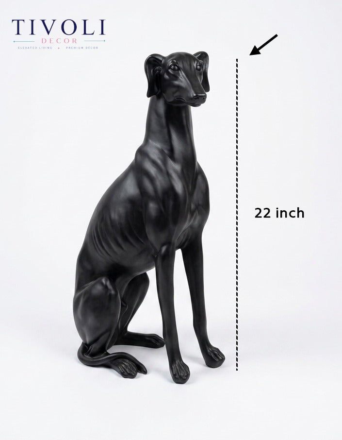 Modern Matte Black Sitting Greyhound Dog Statue | Luxury Home Decor Pakistan