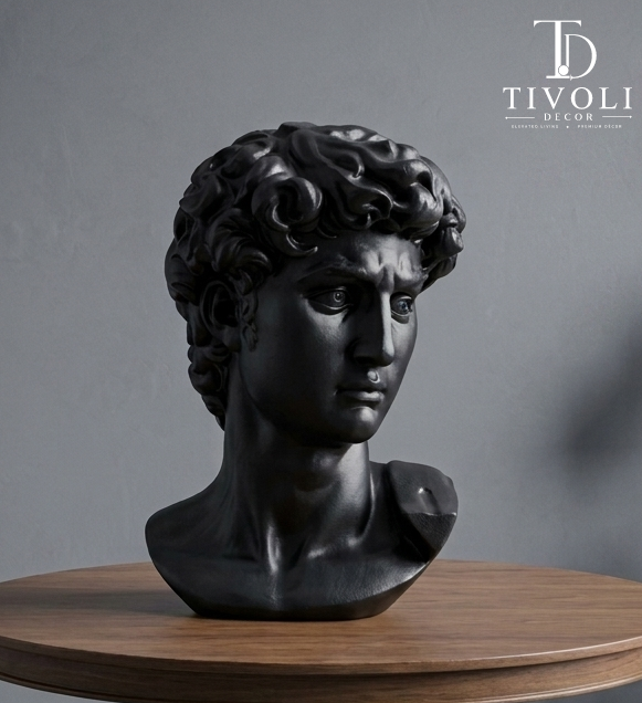 Matte Black  Face Statue | Classical Luxury Home Decor Pakistan