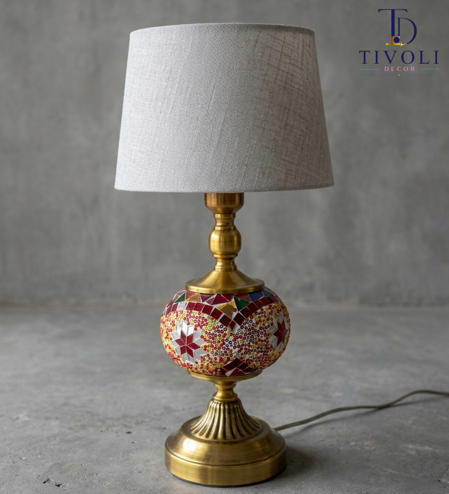 Turkish Mosaic Table Lamp with Brass Base | Set of 2 Tivoli Decor