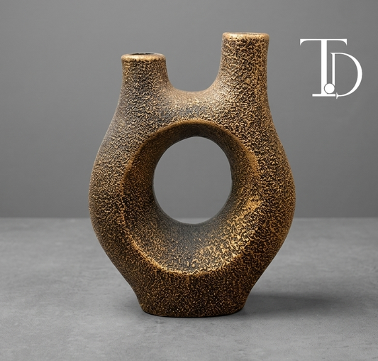 Rustic Volcano Textured Dual Spout Resin Vase | Premium Home Decor Pakistan