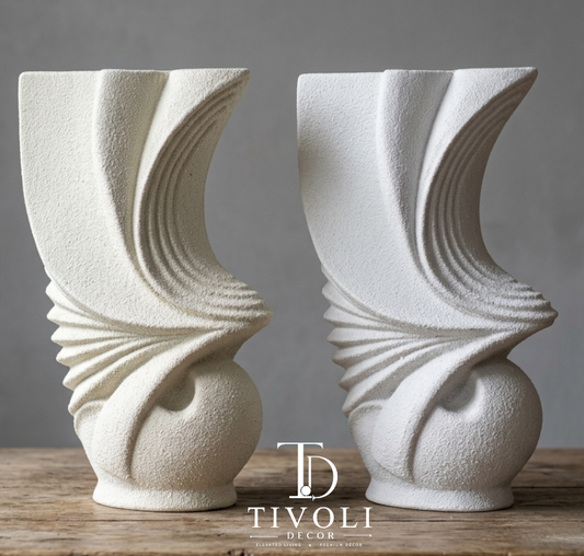 Sculptural Ribbed Sand-Textured Vase – Premium Home Decor Pakistan