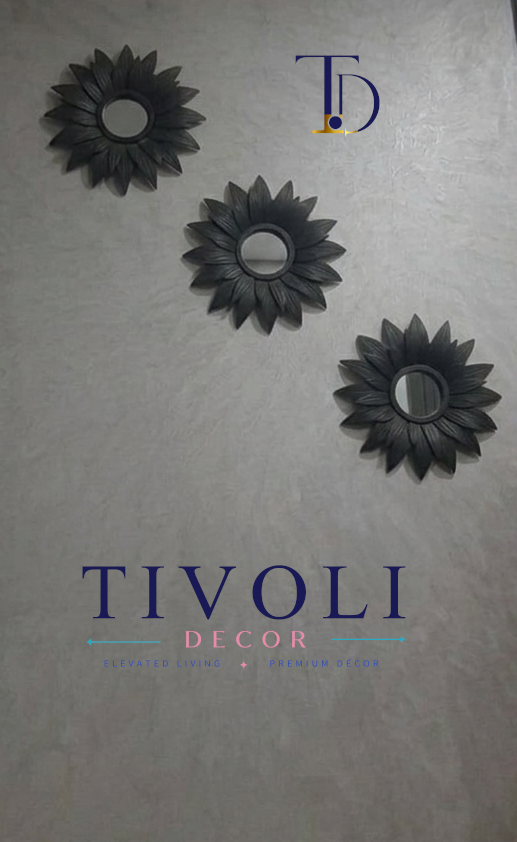 Nordic Matte Black Sunflower Accent Set (3 pieces) | Premium Wall Decor Pakistan